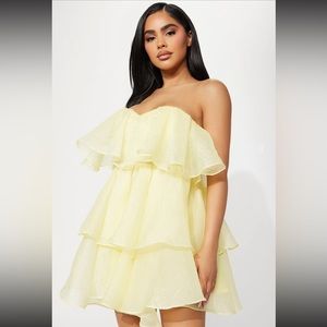 Brand New with Tag - New Joy Ruffle Mini Dress - Yellow